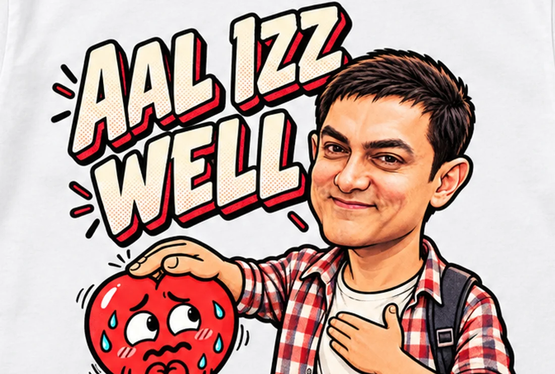 Close-up of the Aal Izz Well print