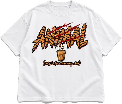 Animal (Before Chai) Oversized tee in White