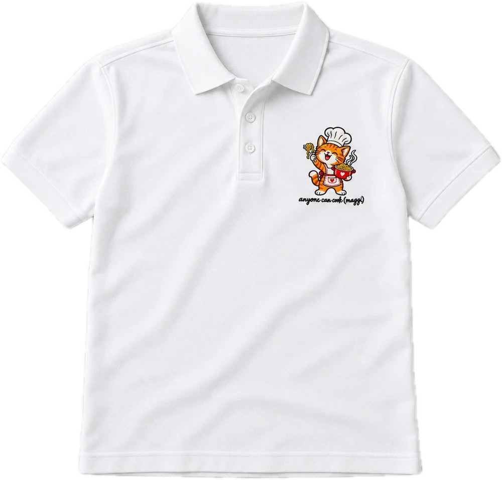 Anyone Can Cook Polo tee in White, front