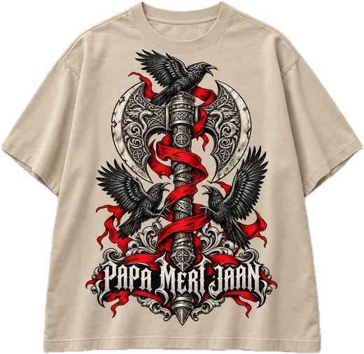 Papa's Axe Oversized tee in Beige