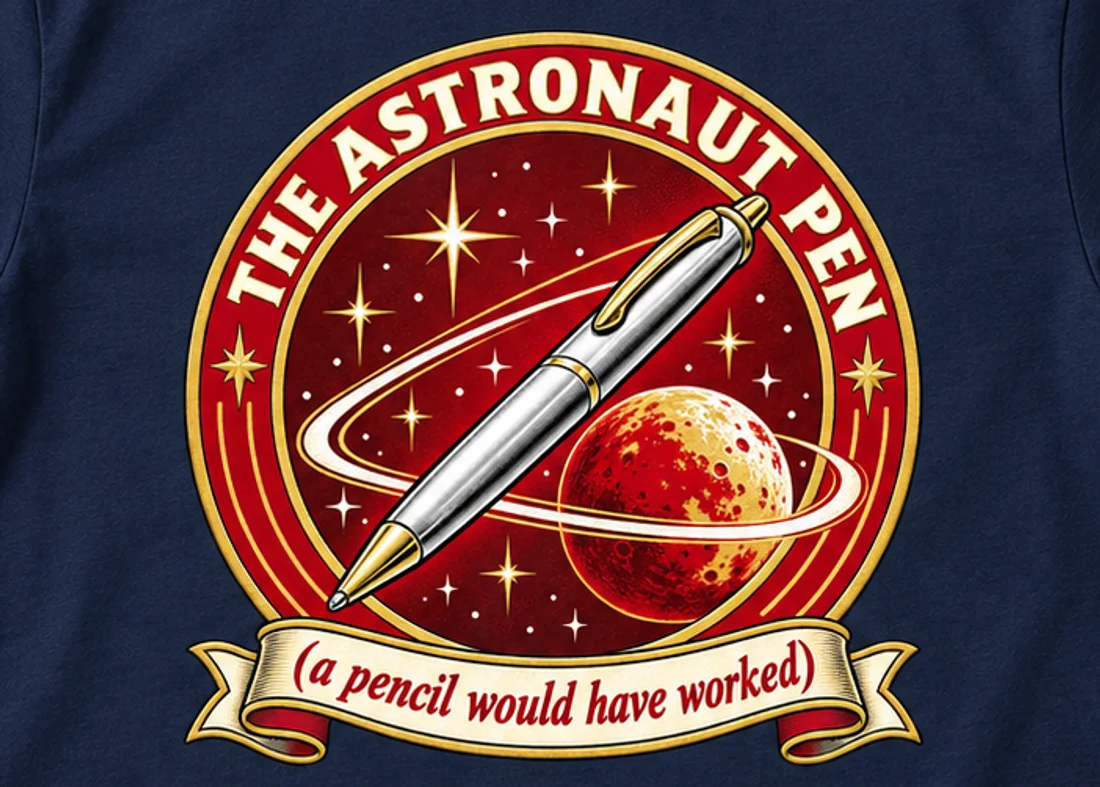 Close-up of the The Astronaut Pen print