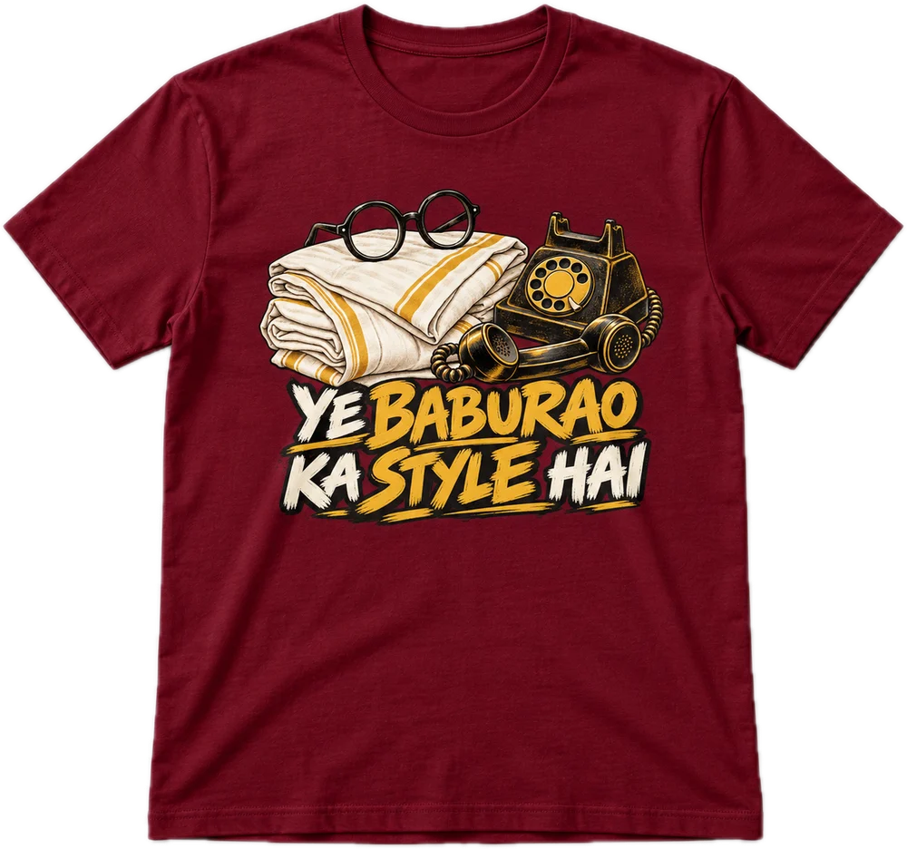Baburao Ka Style Regular tee in Maroon, front