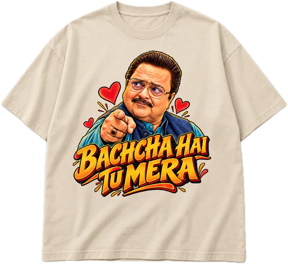 Bachcha Hai Tu Mera Oversized tee in Beige, front