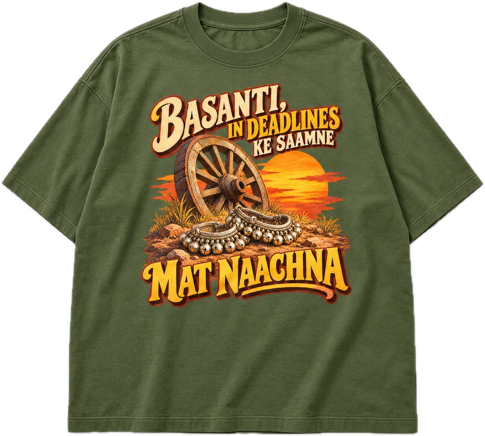 Mat Naachna Oversized tee in Avocado Green, front
