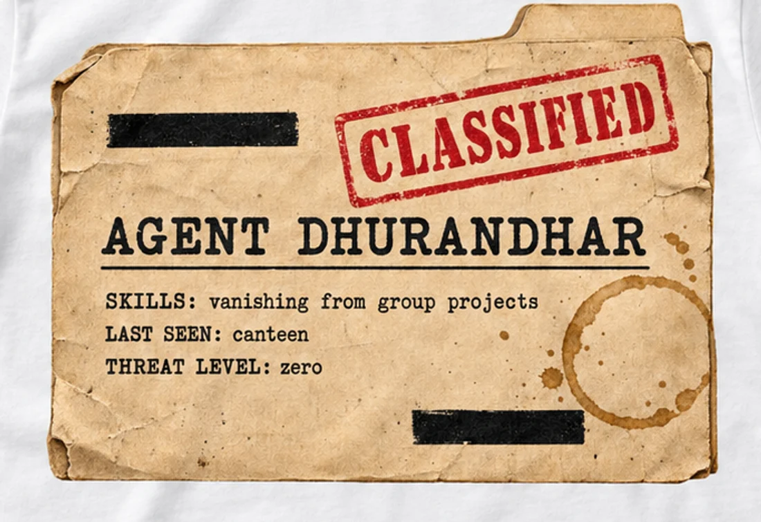 Close-up of the Dhurandhar Dossier print