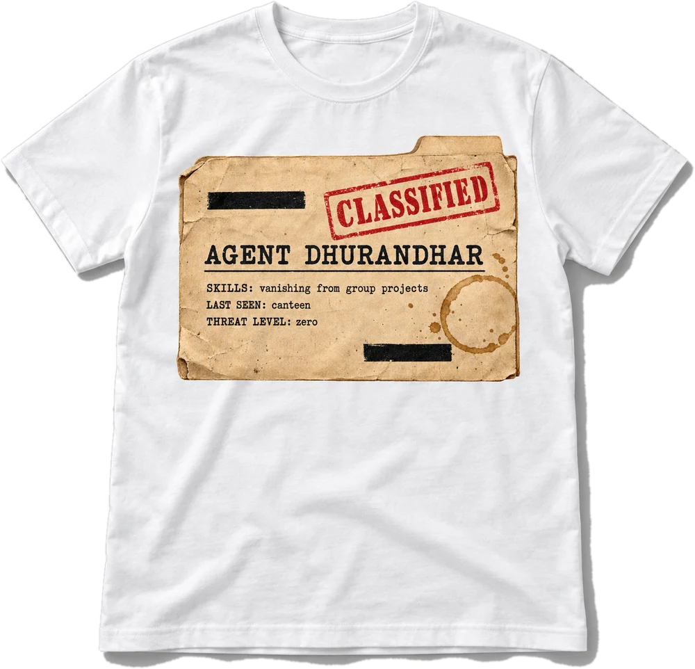 Dhurandhar Dossier Regular tee in White, front