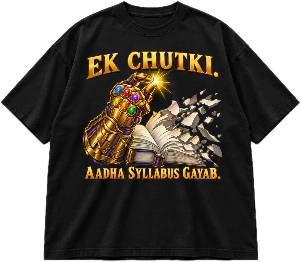 Ek Chutki Oversized tee in Black, front