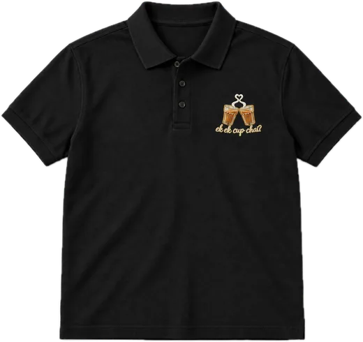 Ek Ek Cup Chai Polo tee in Black