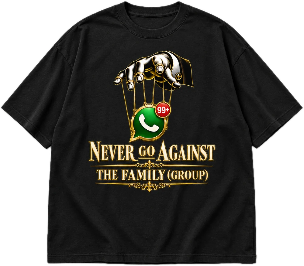 Never Go Against The Family (Group) Oversized tee in Black, front