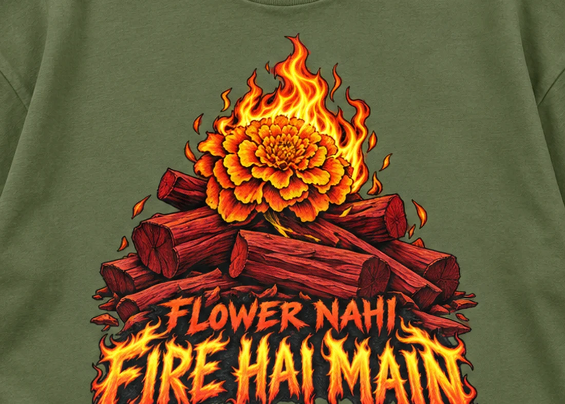 Close-up of the Flower Nahi Fire print