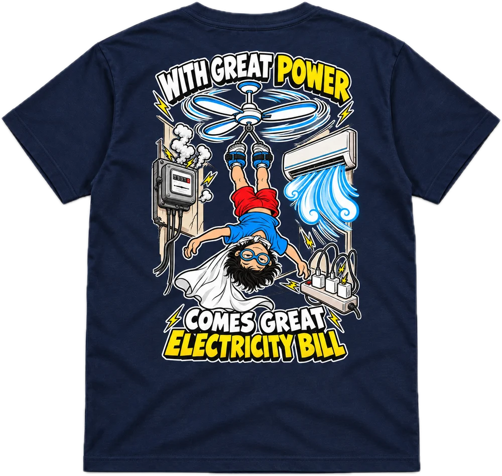 Great Electricity Bill Regular tee in Navy, front