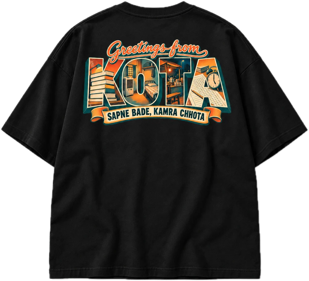Greetings From Kota Oversized tee in Black, back