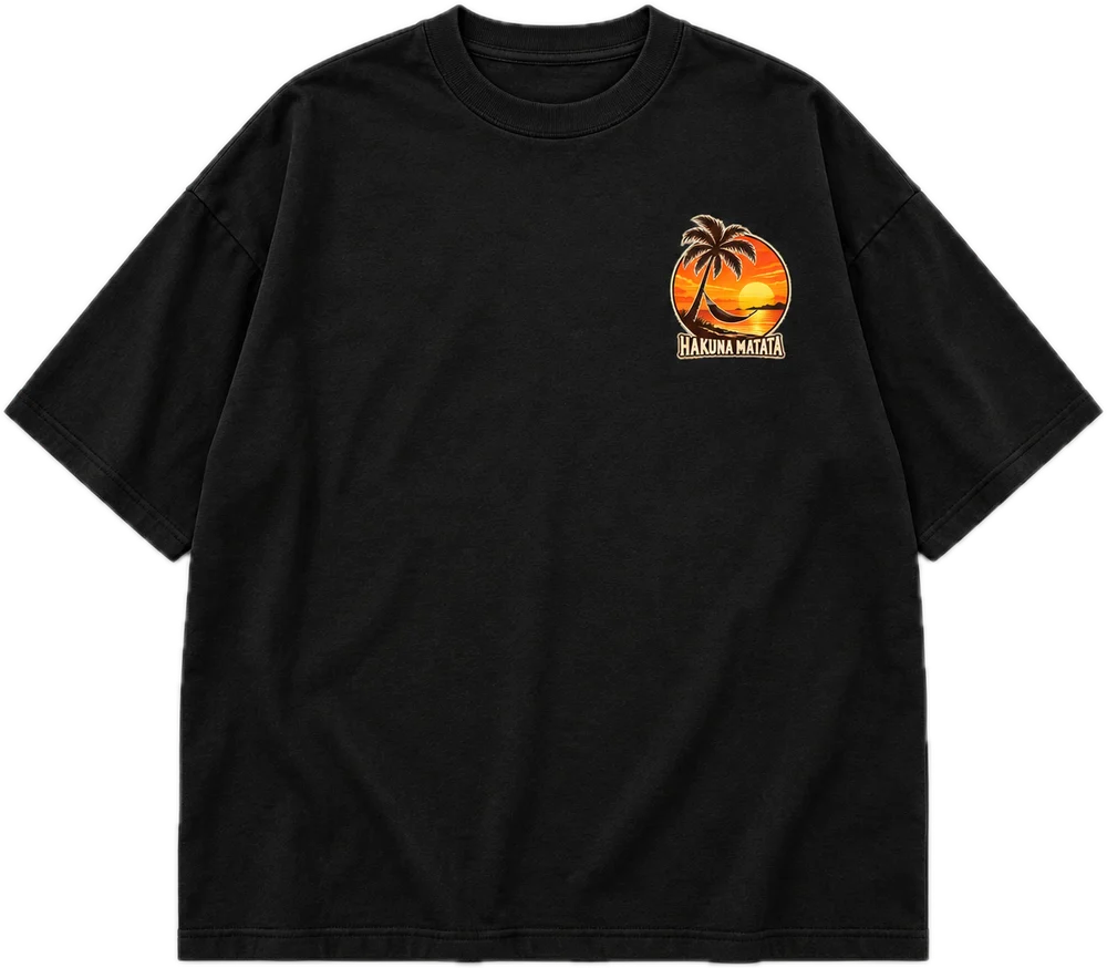 Hakuna Matata Oversized tee in Black, front