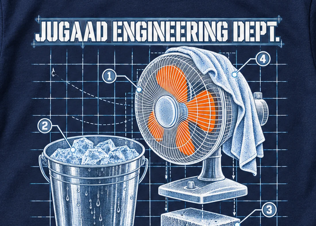 Close-up of the Jugaad Engineering Dept. print