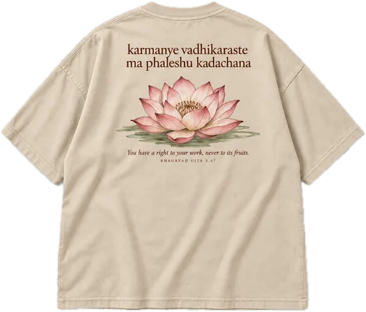Karmanye Vadhikaraste Oversized tee in Beige