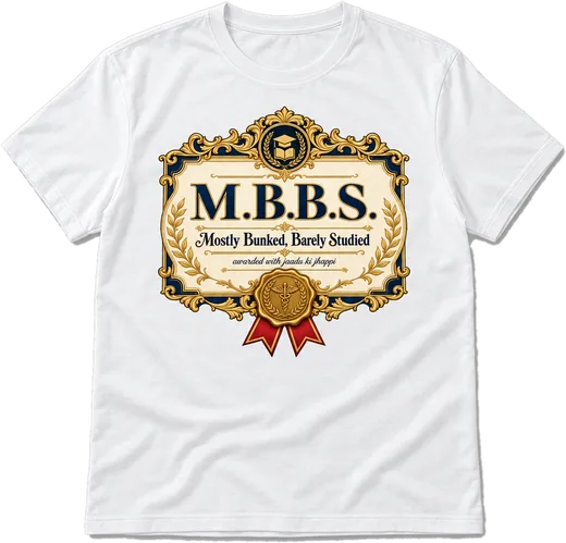 M.B.B.S. (Mostly Bunked) Regular tee in White