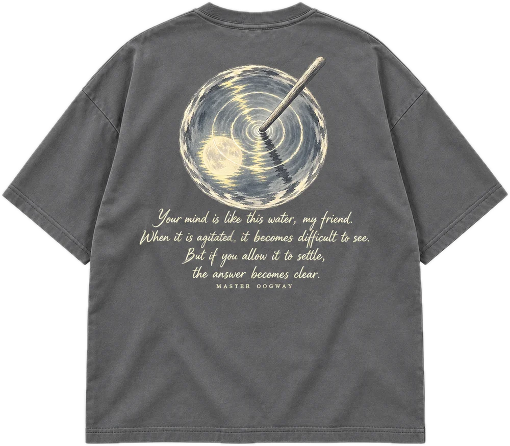 Mind Like Water Oversized tee in Smokey Grey, back