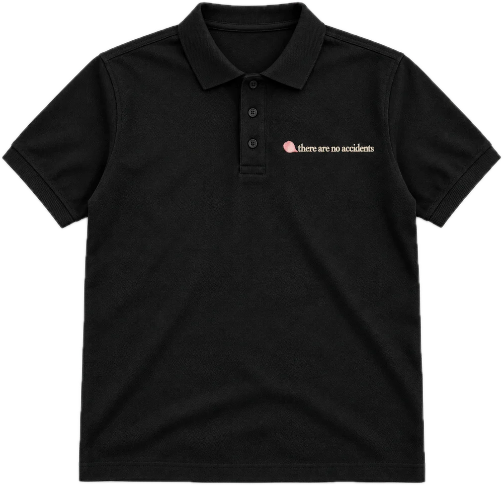 There Are No Accidents Polo tee in Black, front