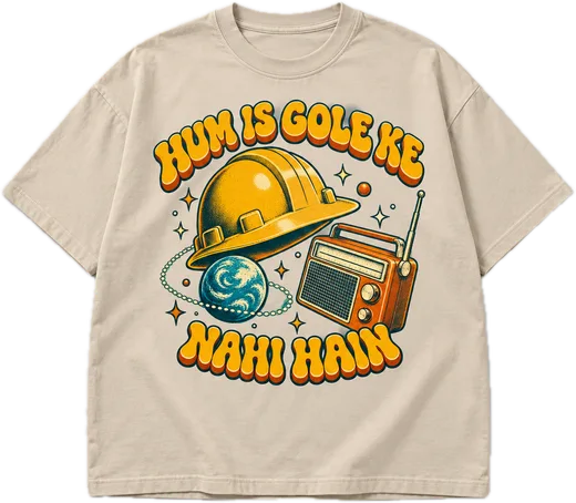 Is Gole Ke Nahi Oversized tee in Beige