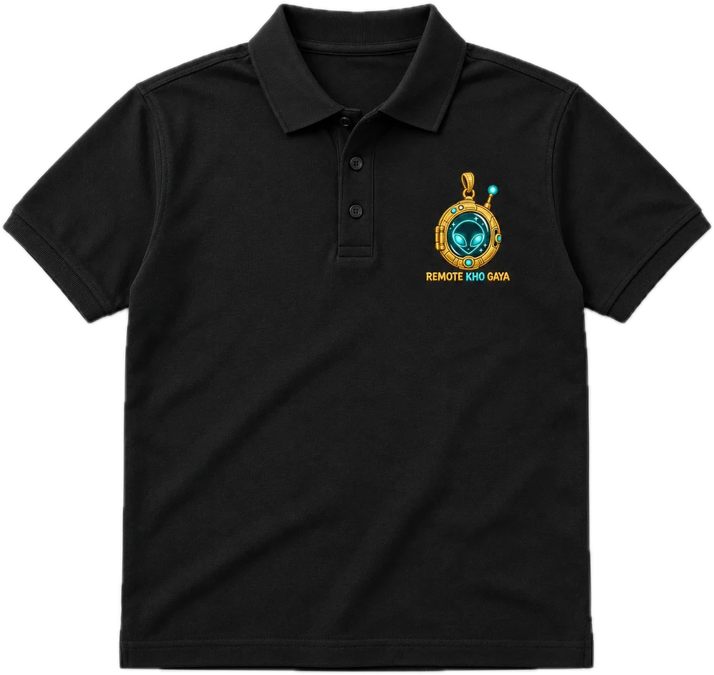 Remote Kho Gaya Polo tee in Black, front