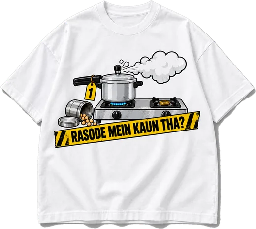 Rasode Mein Kaun Tha Oversized tee in White
