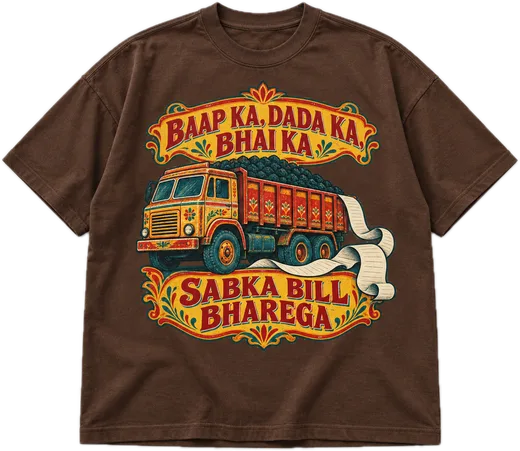 Sabka Bill Bharega Oversized tee in Brown