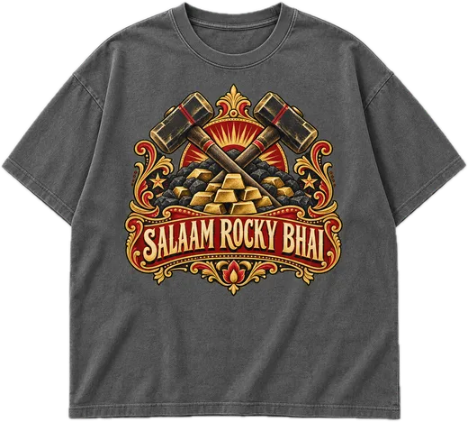 Salaam Rocky Bhai Oversized tee in Smokey Grey