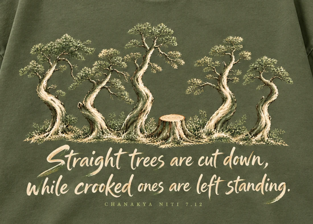 Close-up of the Straight Trees print