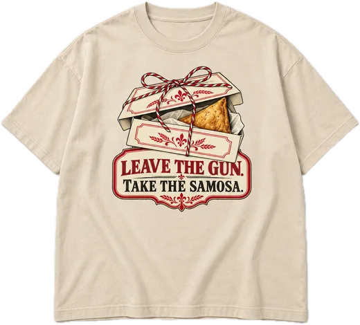 Take The Samosa Oversized tee in Beige
