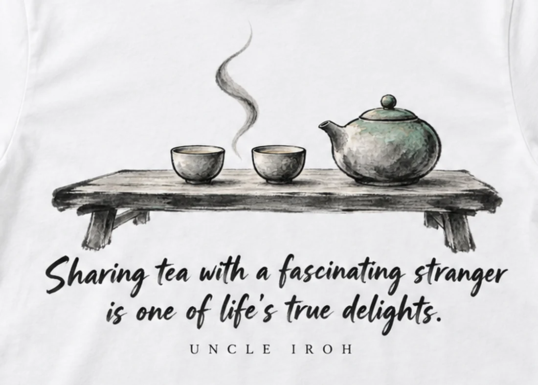 Close-up of the Tea With A Stranger print