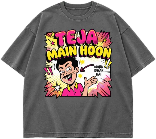 Teja Main Hoon Oversized tee in Smokey Grey