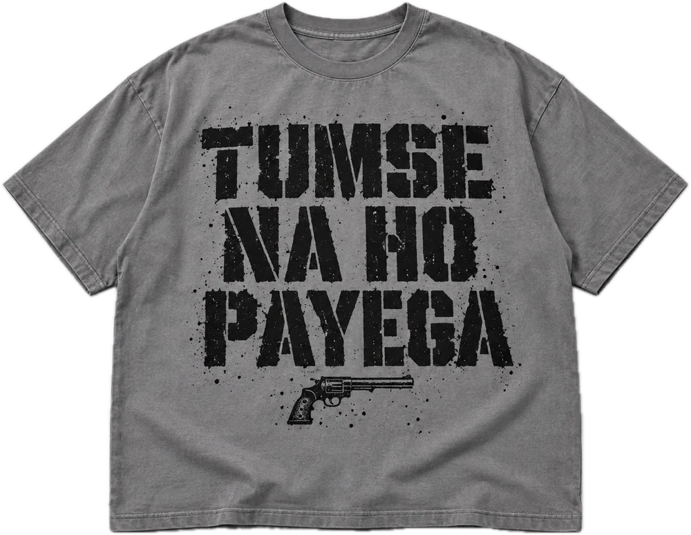 Tumse Na Ho Payega Oversized tee in Smokey Grey, front
