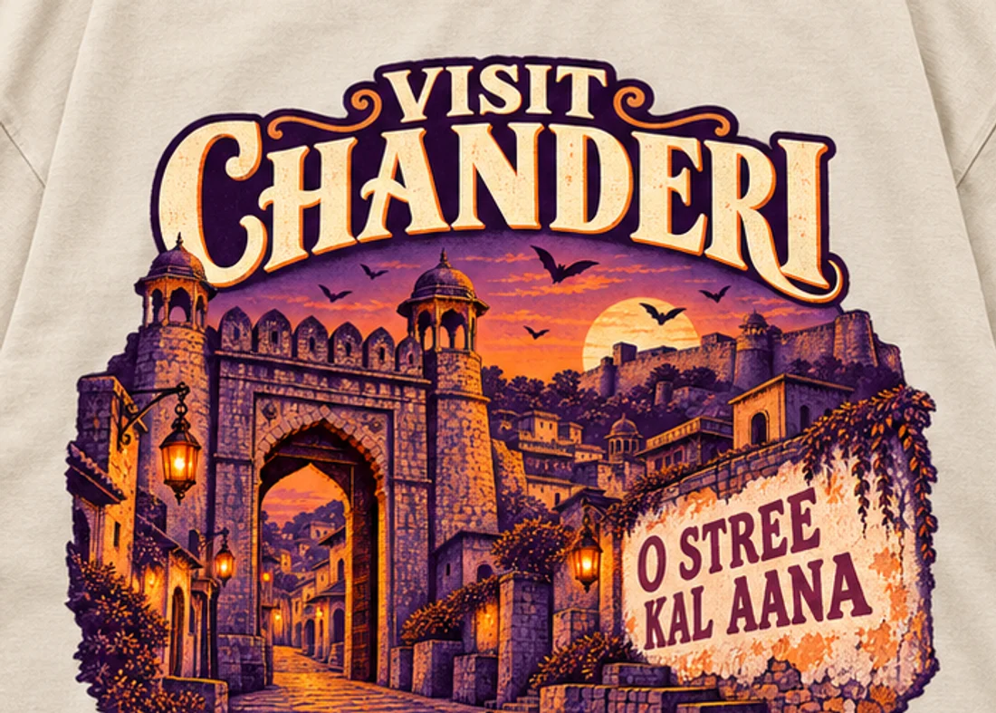 Close-up of the Visit Chanderi print