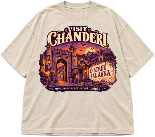 Visit Chanderi Oversized tee in Beige