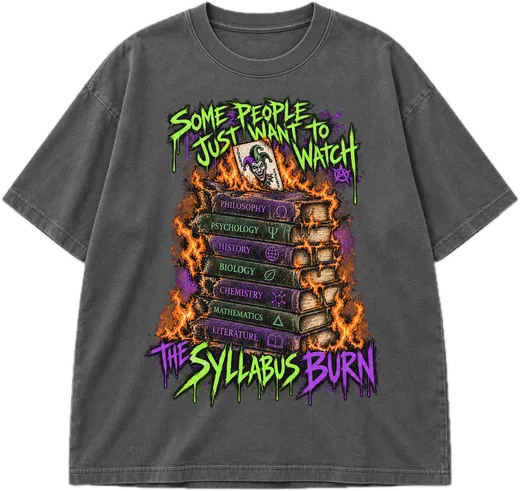 Watch The Syllabus Burn Oversized tee in Smokey Grey