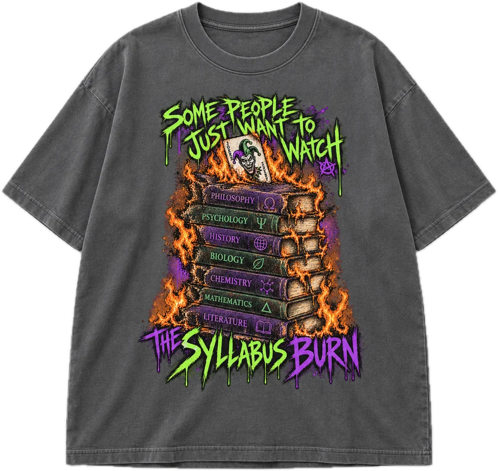 Watch The Syllabus Burn Oversized tee in Smokey Grey, front
