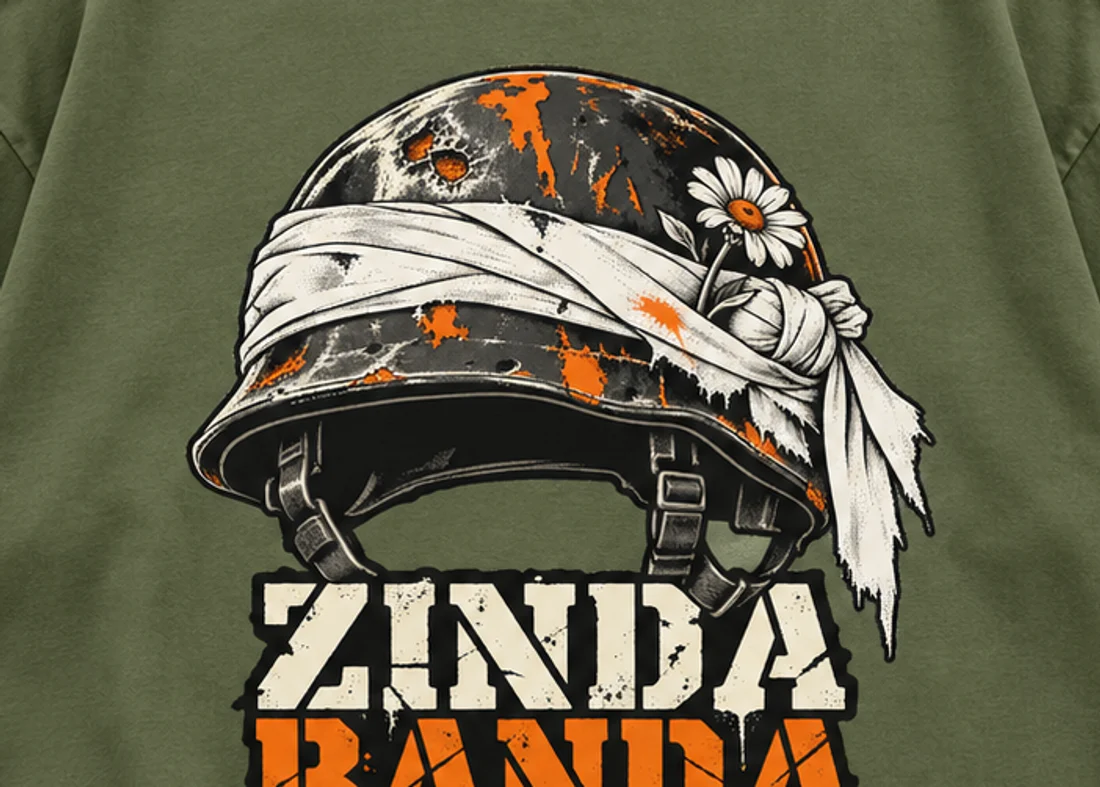 Close-up of the Zinda Banda print